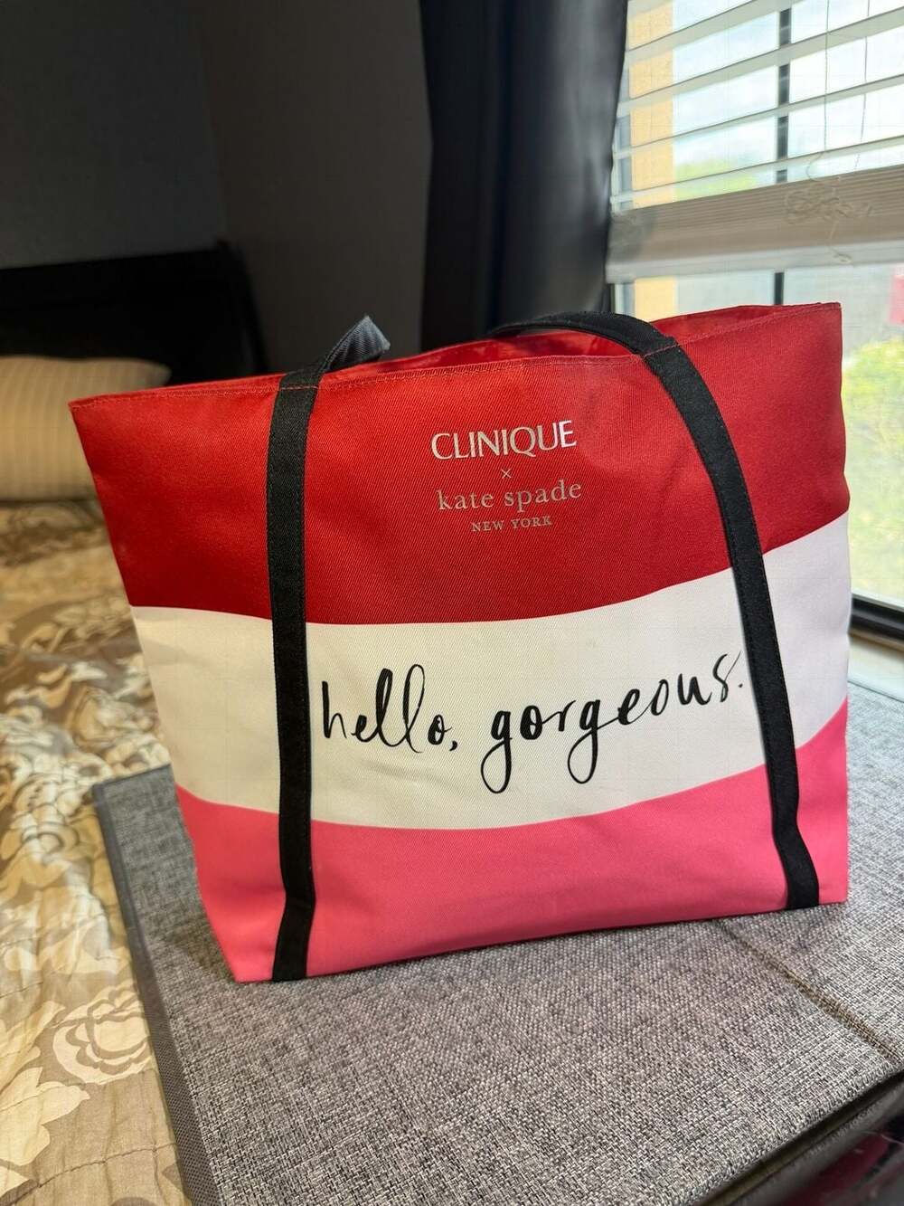 Clinique x Kate Spade Hello Gorgeous Striped Tote Bag